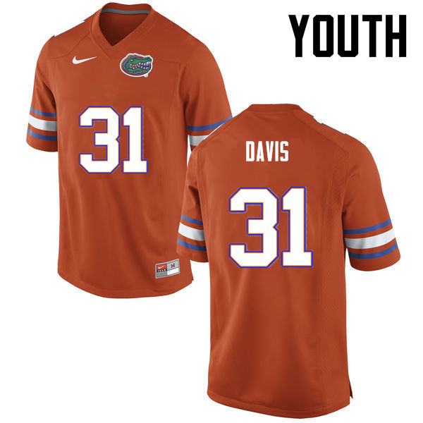 Youth Florida Gators #31 Shawn Davis College Football Jerseys-Orange